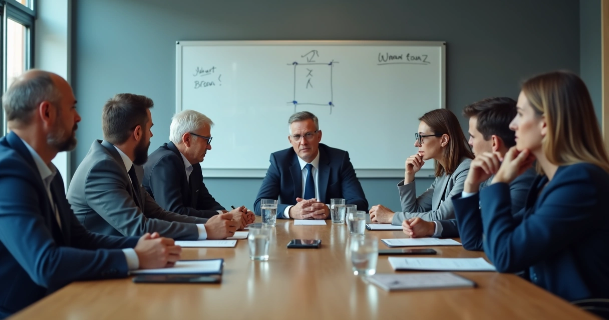 Team sitting in silence after a tense meeting