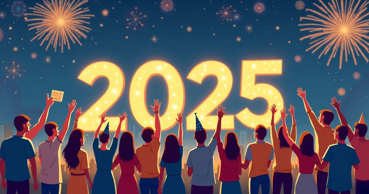 Pessoas comemorando com fogos, símbolo da Mega da Virada 