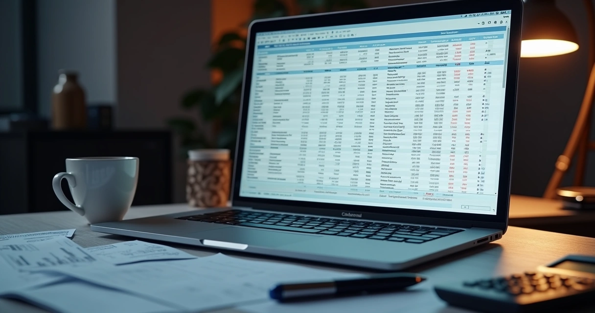 Notebook mostrando planilha de controle financeiro com cálculo visível 
