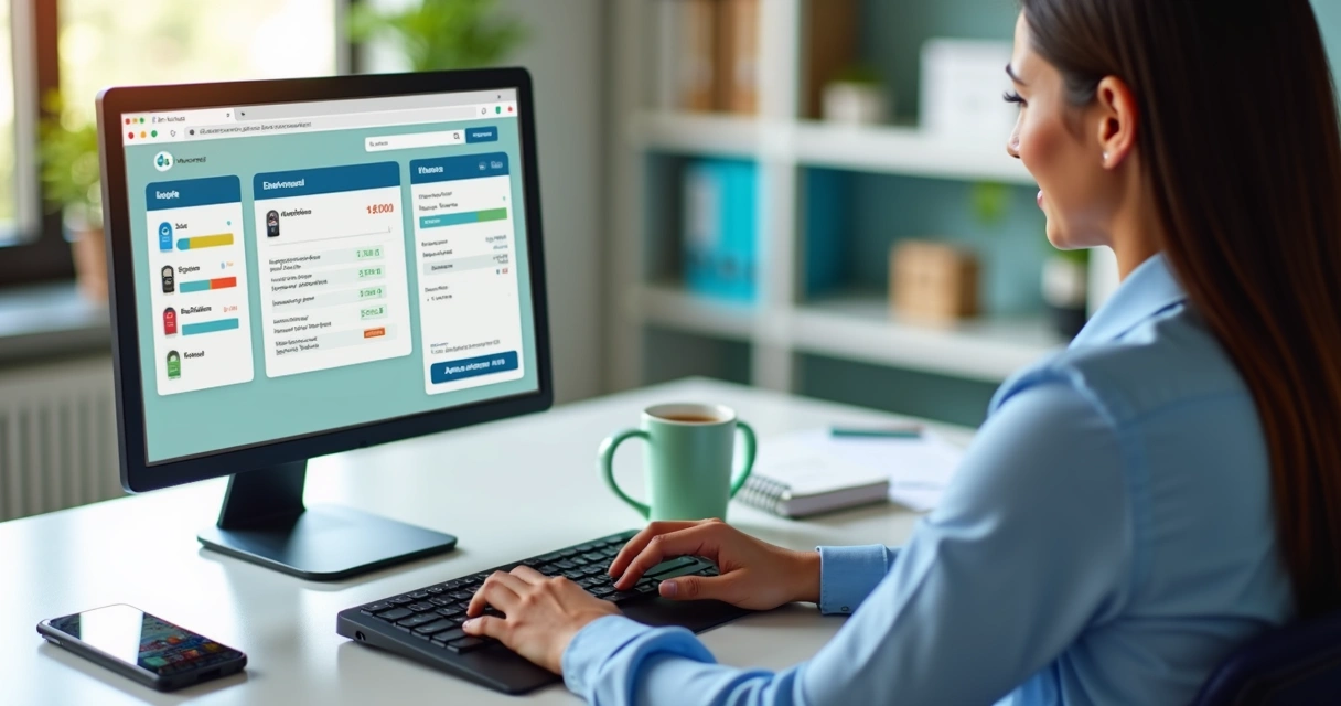 Empreendedor MEI emitindo NFS-e automática em notebook com painel fiscal na tela 