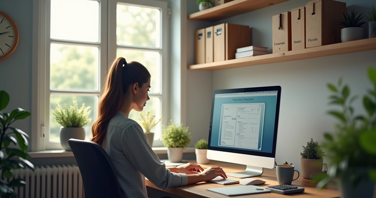 Pequeno escritório com empreendedor trabalhando sozinho 