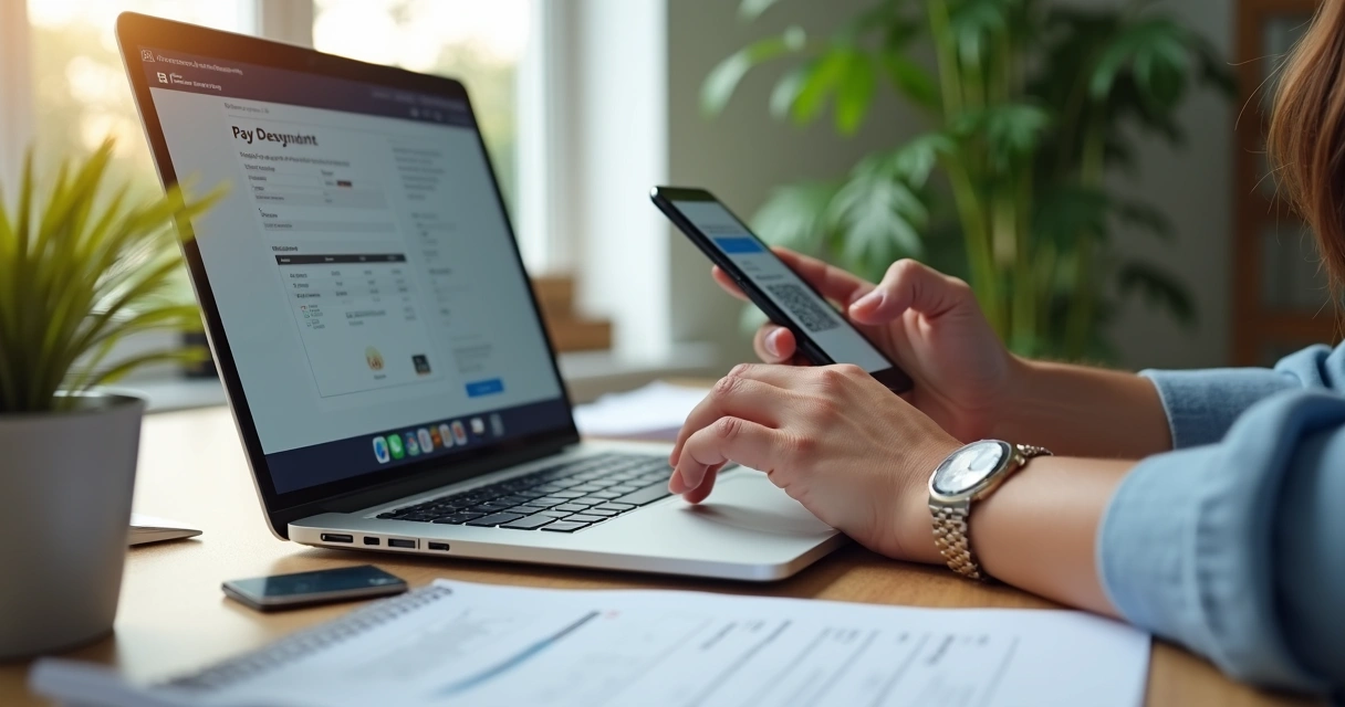 Microempreendedor usando cartão de crédito para pagar tributo online no computador 