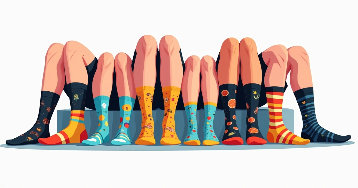 Pessoas usando meias coloridas, engraçadas e com estampas variadas 