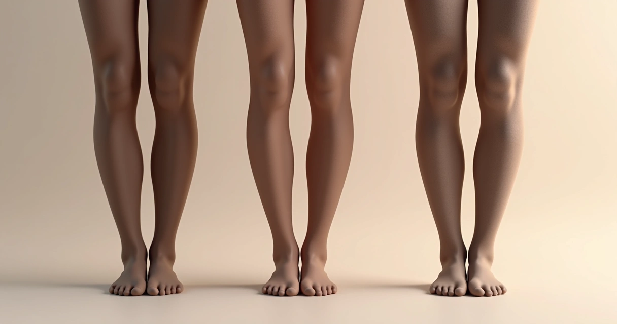 Modelos de meias elásticas de diferentes alturas e compressões alinhadas lado a lado