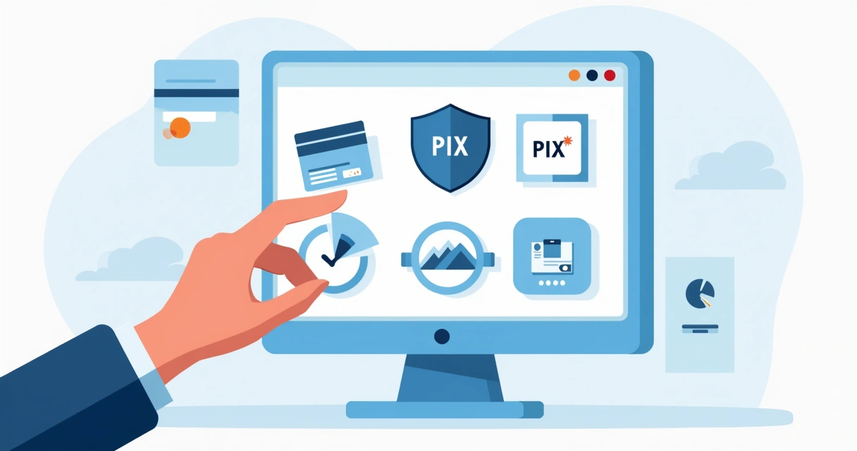 Painel digital mostrando diferentes métodos de pagamento 