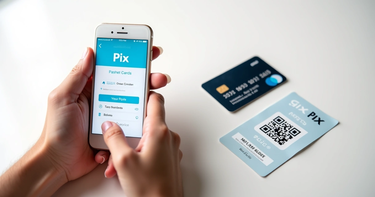 Vários meios de pagamento como Pix, cartão e boleto disponíveis na tela de celular 