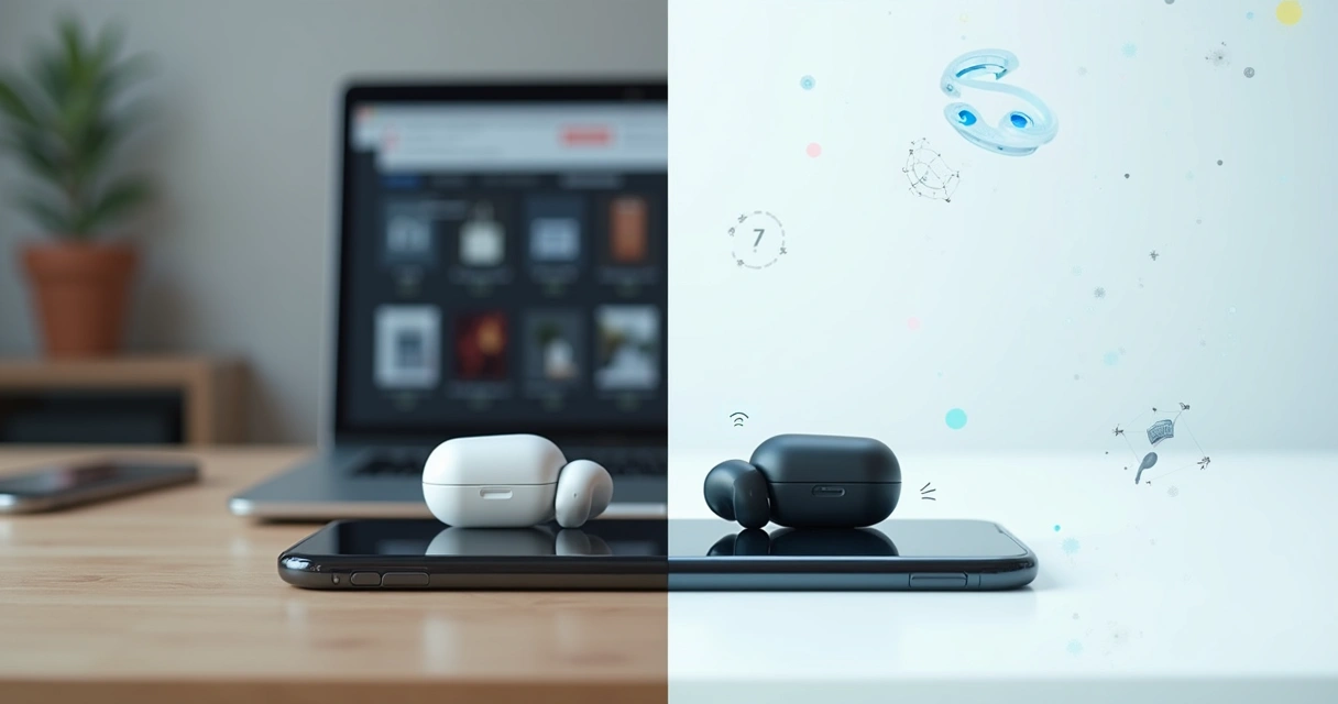 Comparação de foto de produto simples ao lado de versão melhorada com IA em layout de e-commerce 