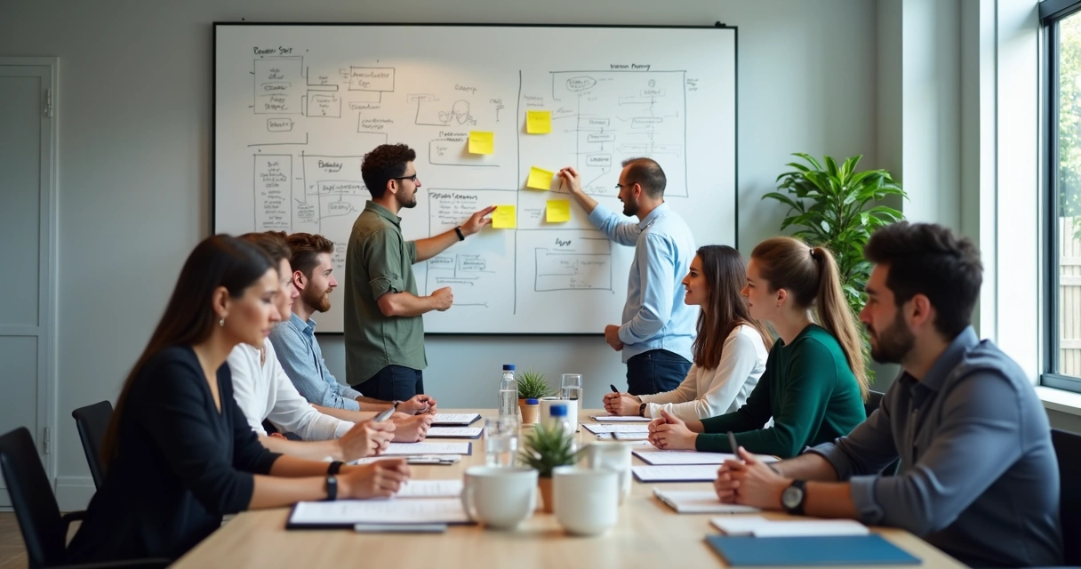 Equipe de atendimento reunida discutindo melhorias de processos 