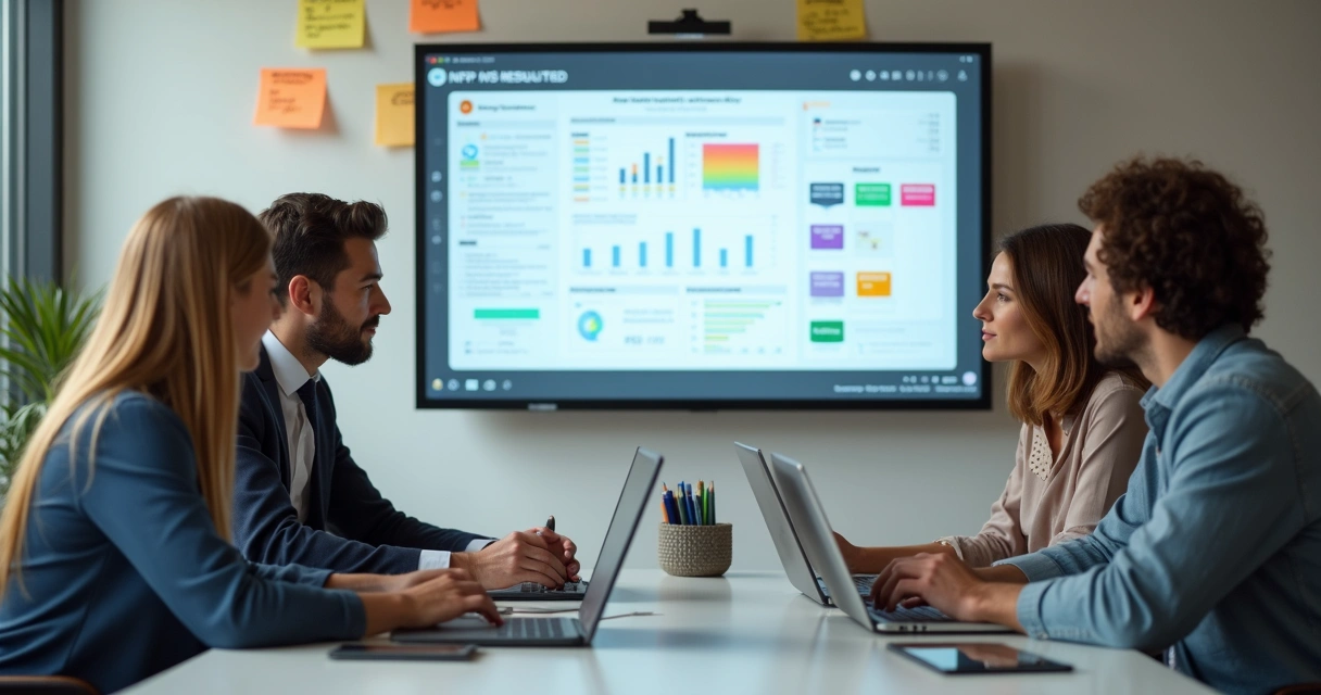 Equipe discutindo melhorias após análise de feedbacks NPS