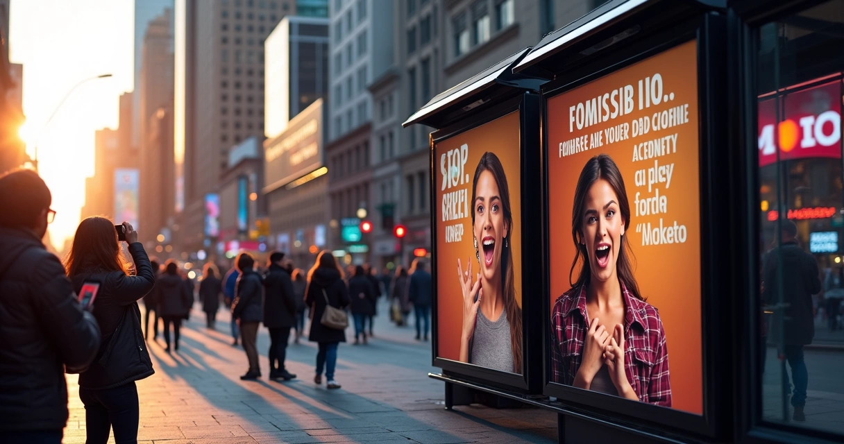 Campanha publicitária usando meme de reality show em outdoors urbanos 