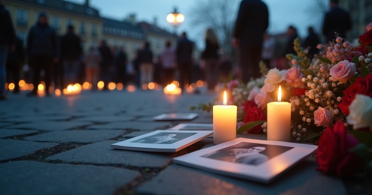 Velas encendidas y fotografías en un acto de memoria colectiva 