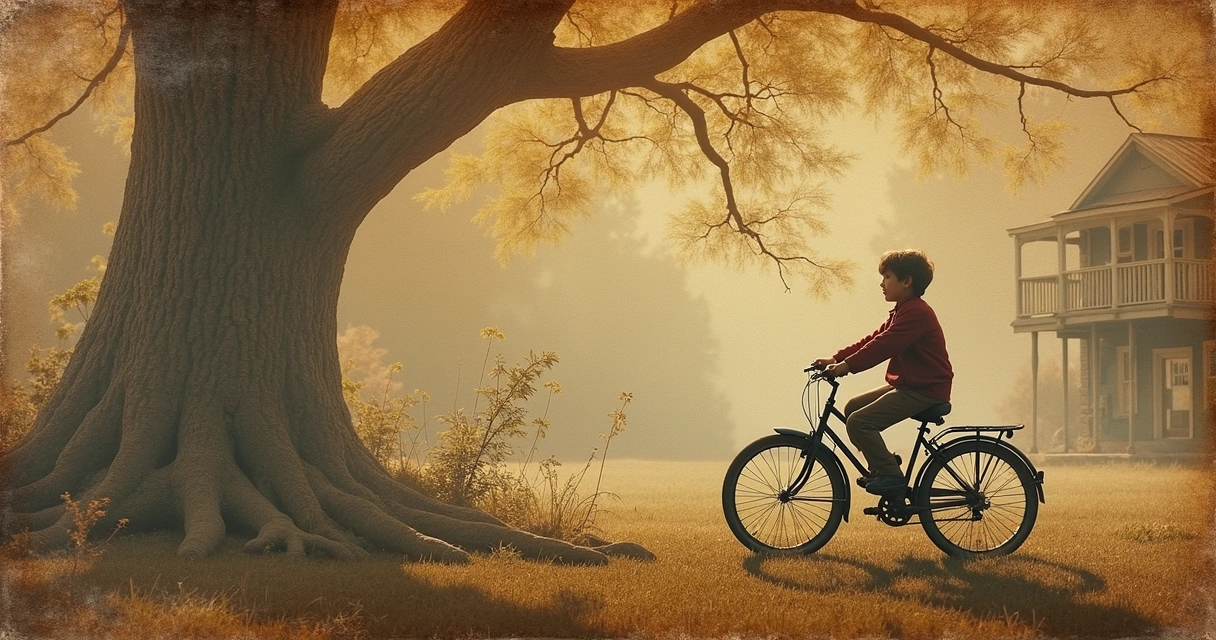 Montagem de imagens representando memórias de infância e recordações antigas 