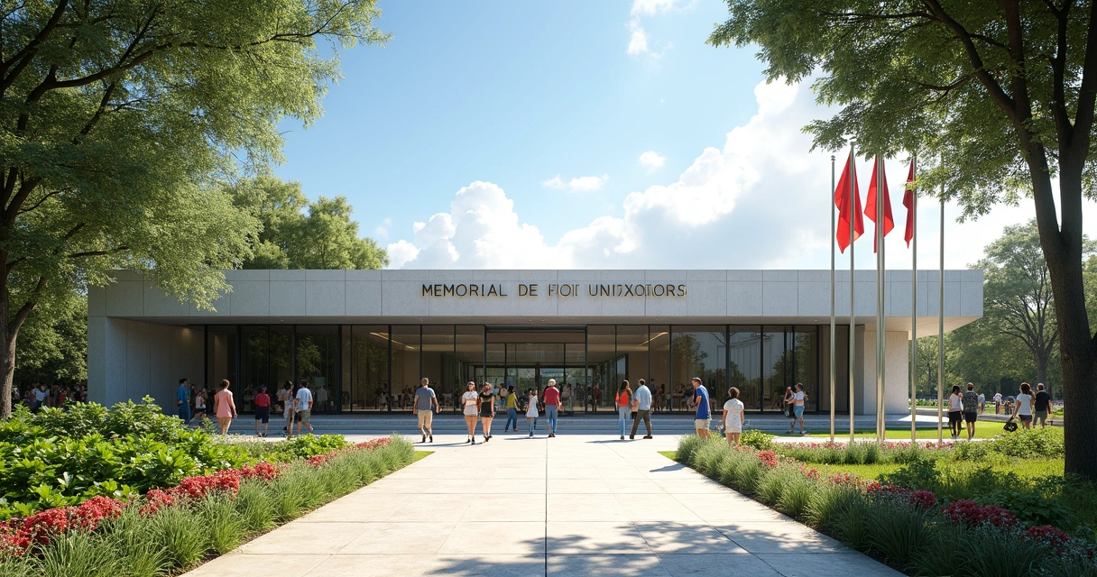 Fachada do Memorial Chico Xavier em Uberaba com jardins e visitantes caminhando 