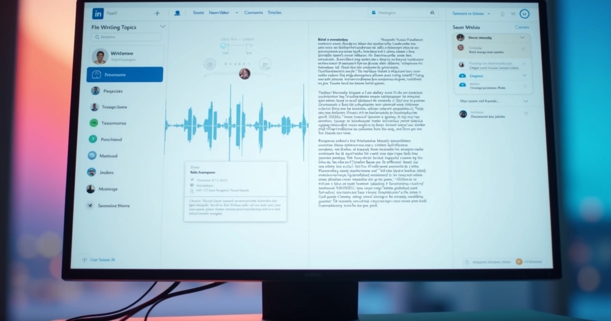 Tela de plataforma de IA ghostwriter mostrando recurso de memórias e gravação de áudio 