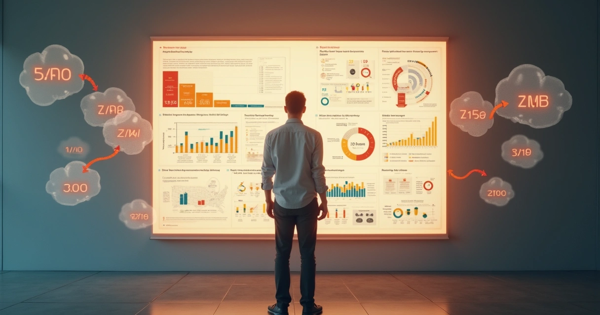 Pessoa olhando para infográfico e memorizando dados 