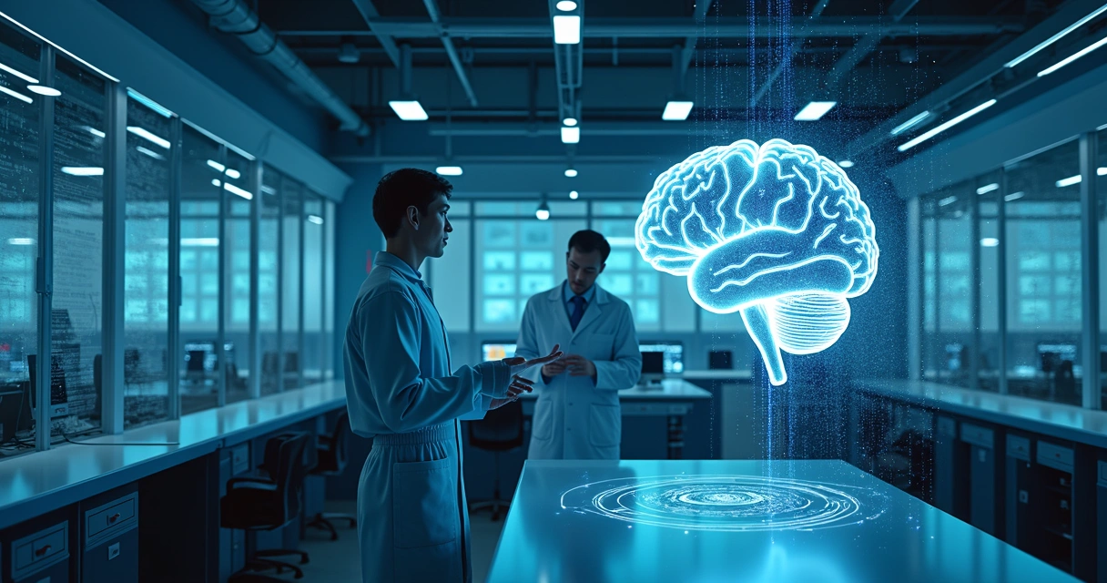 Laboratório de neurociência moderno com interface de memória futurista