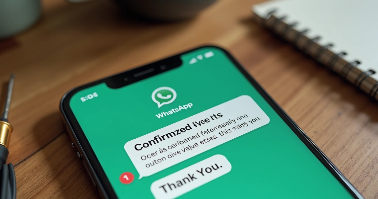 Tela de celular com mensagem automática de confirmação de presença