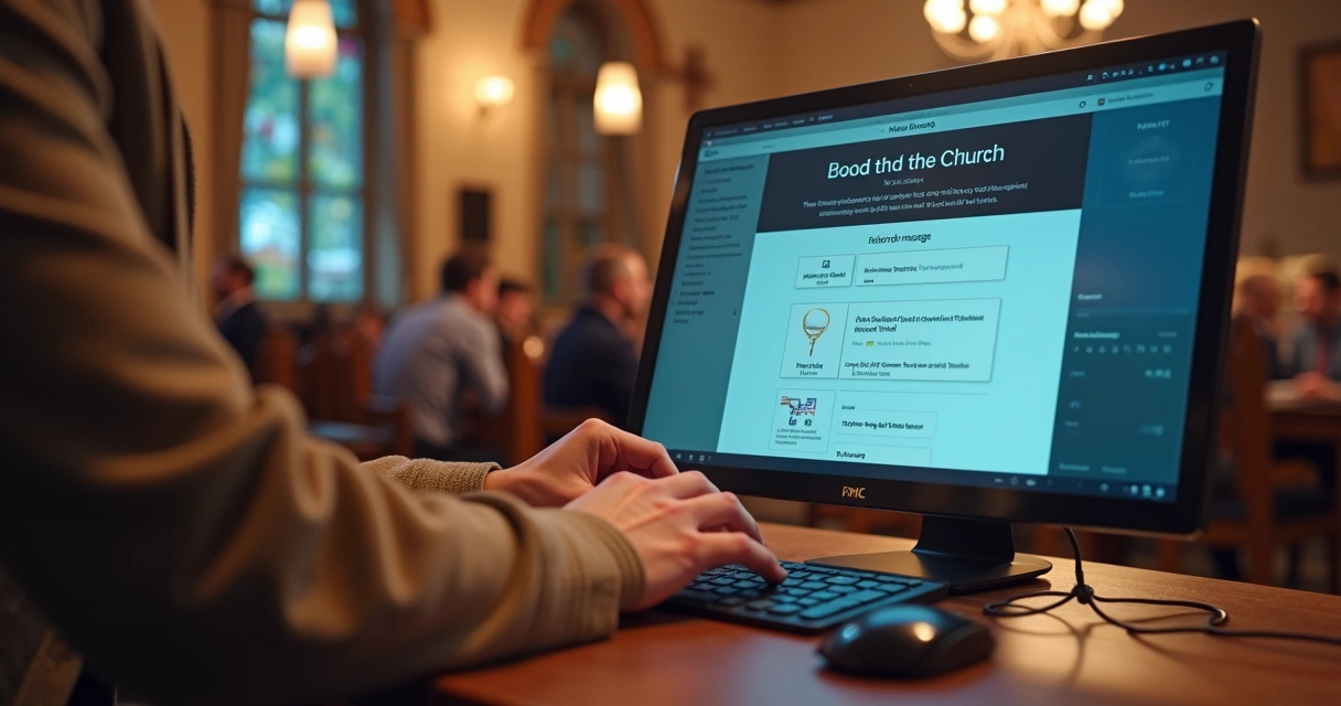 Voluntário agendando mensagem de culto especial