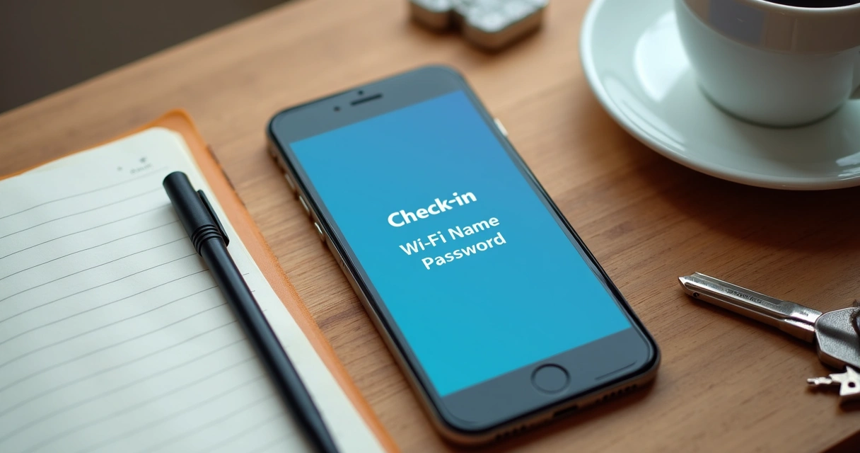 Mensagem de check-in com senha do wi-fi em celular