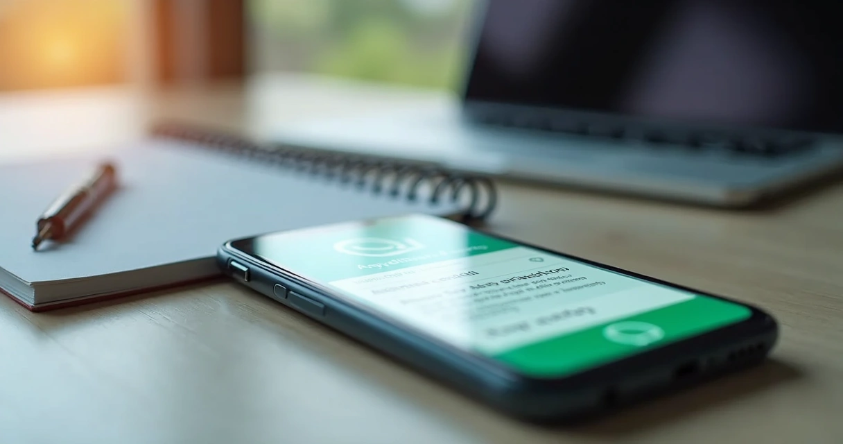 Celular mostrando mensagem automática de cobrança recebida no WhatsApp 