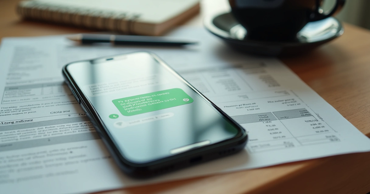 Tela de celular com conversa de WhatsApp mostrando lembrete de pagamento