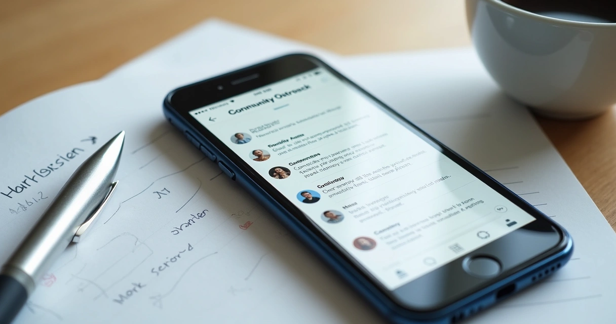 Celular com mensagens organizadas para contato com comunidade 