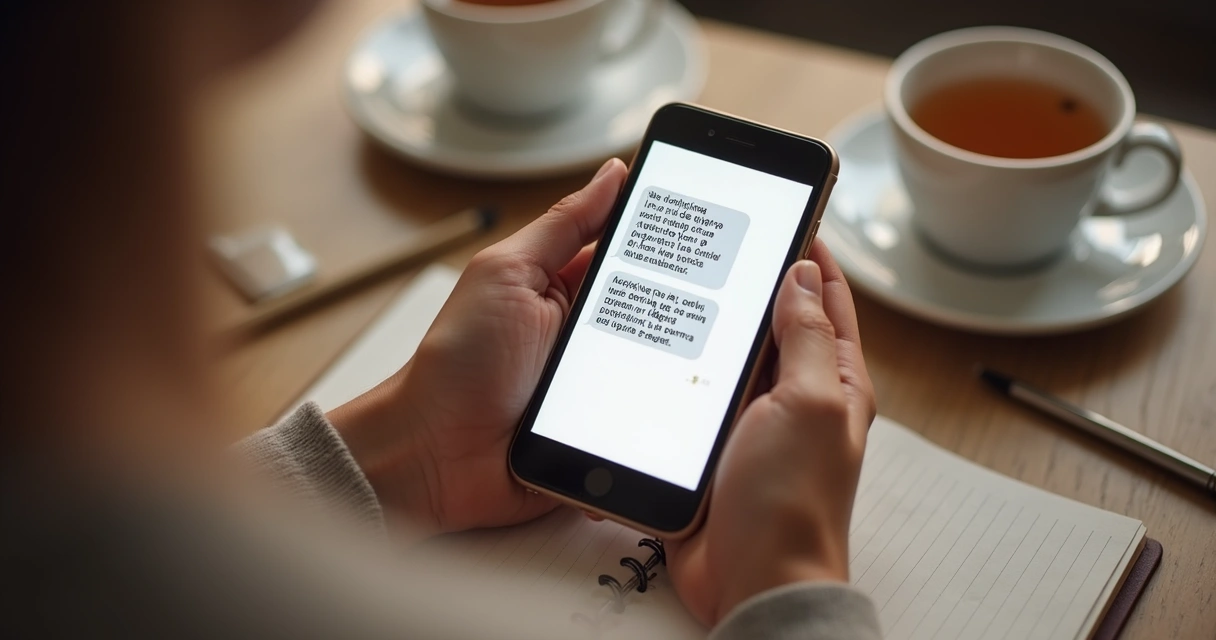 Celular com mensagem de apoio entre amigos 