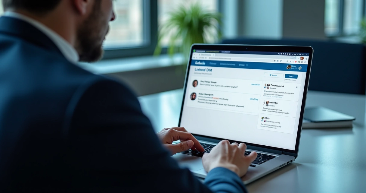 Pessoa recebendo mensagem direta automatizada no LinkedIn. 