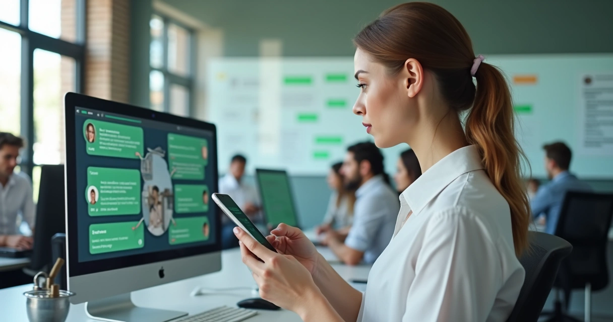 Pessoa enviando mensagens organizadas pelo WhatsApp profissional 