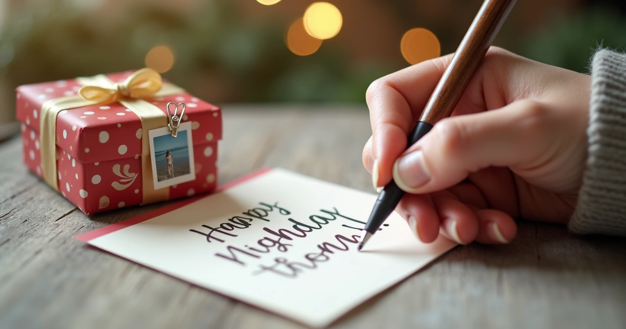 Pessoa escrevendo mensagem especial para presente de amigo oculto 