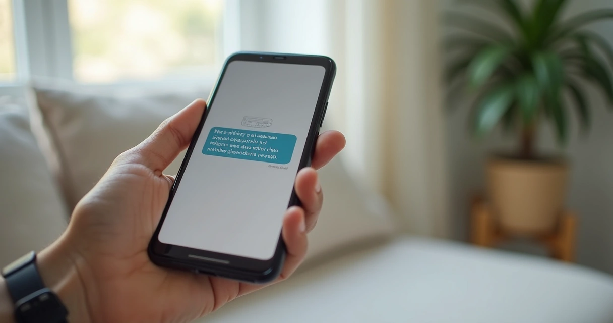 Mão segurando celular com mensagem de limite em conversa 