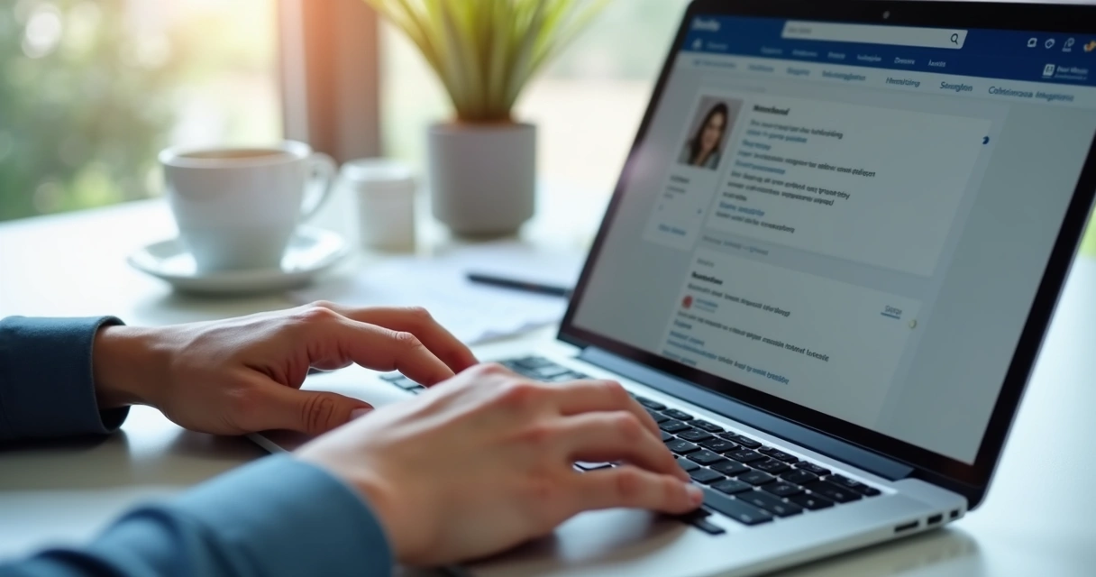 Pessoa digitando mensagem personalizada no LinkedIn em notebook 