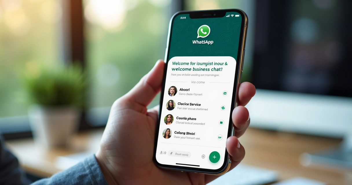 Tela de celular com mensagem personalizada de WhatsApp para negócio 
