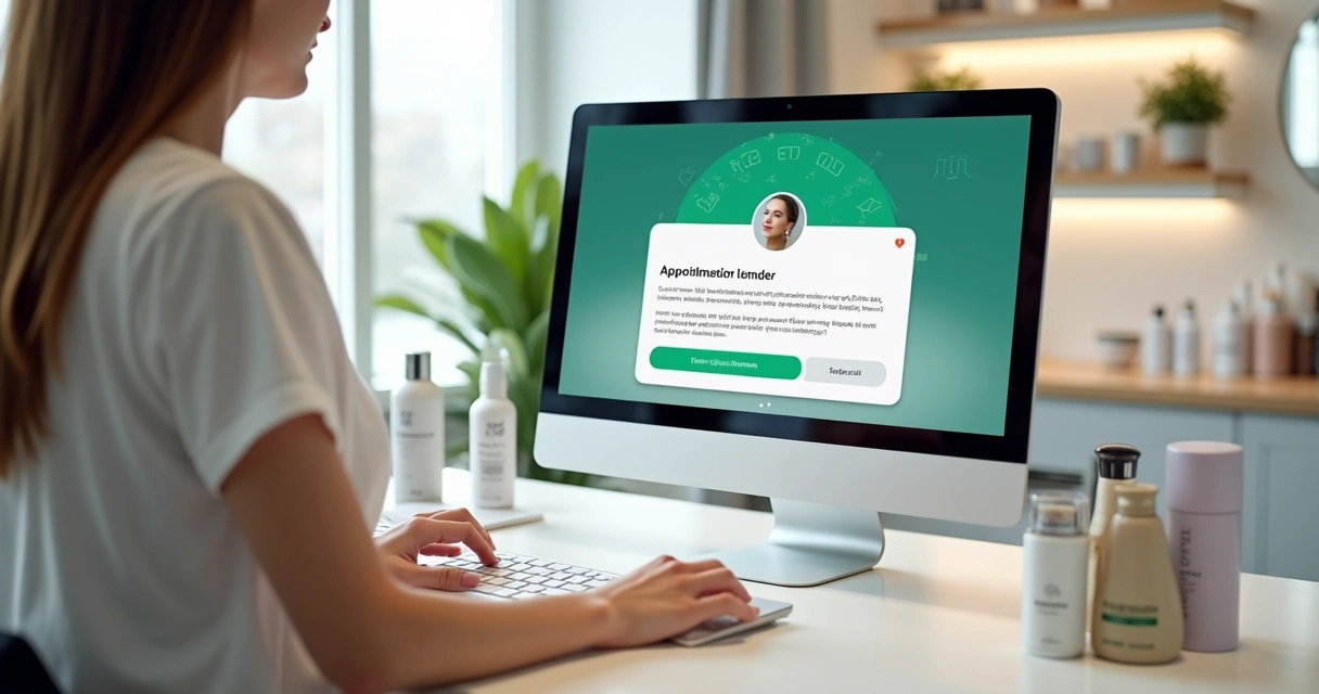 Mensagem personalizada de lembrete sendo enviada para cliente de salão pelo WhatsApp 