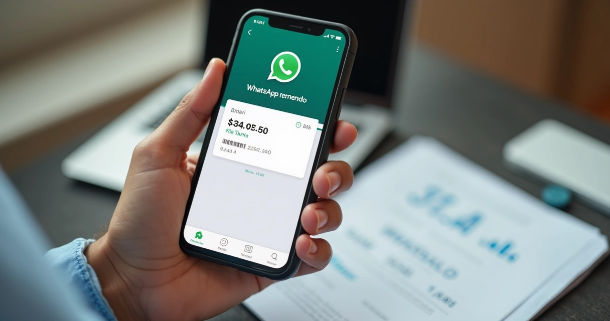 Mensagem de cobrança com Pix no WhatsApp em tela de celular 