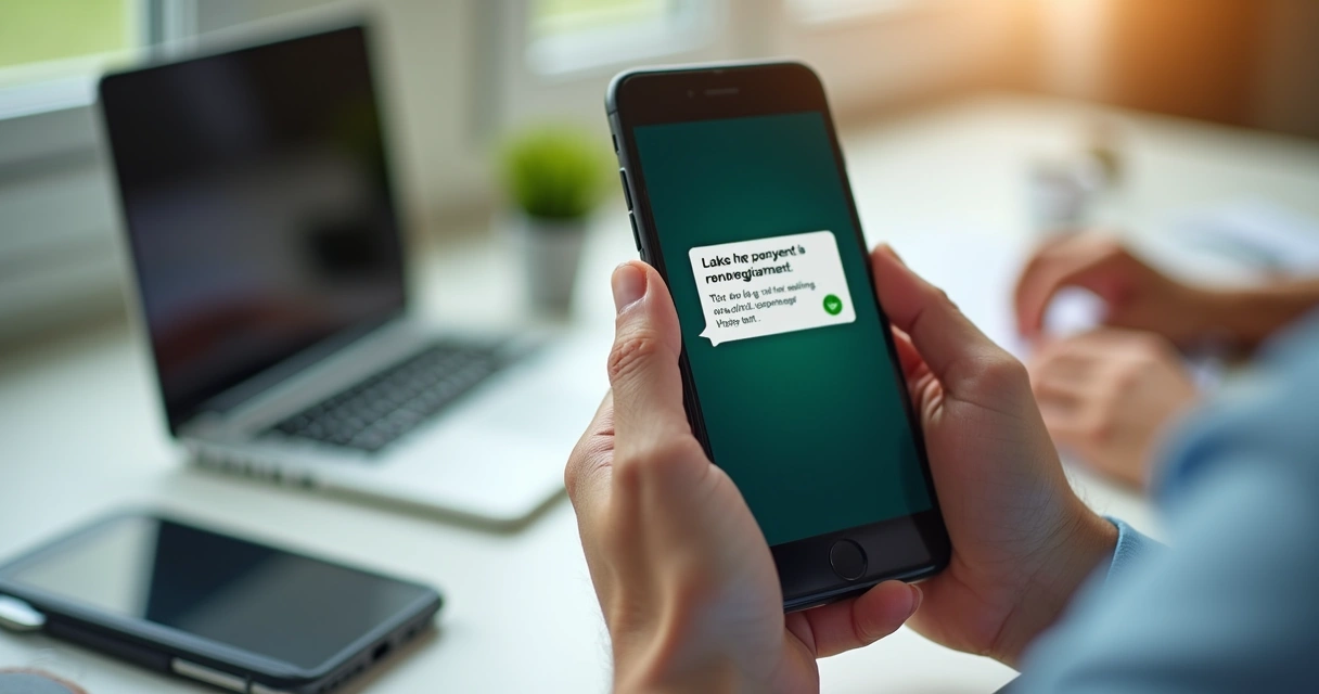 Celular mostrando mensagem de renegociação de dívida no WhatsApp