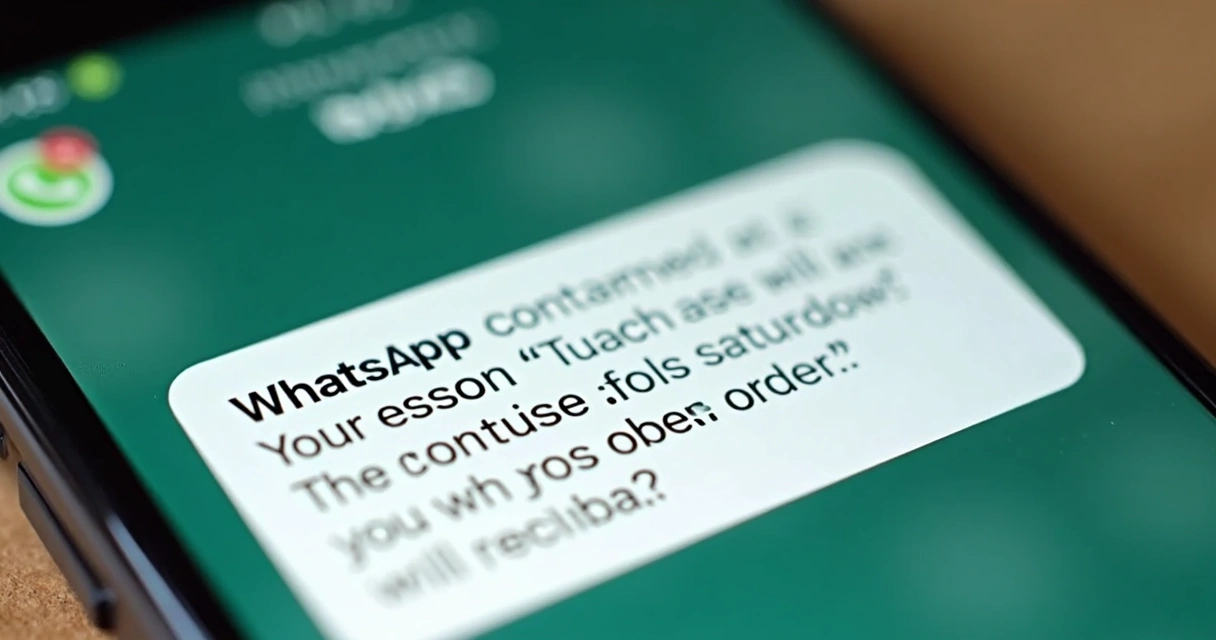 Mensagem automática do WhatsApp mostrando confirmação de pedido a um cliente