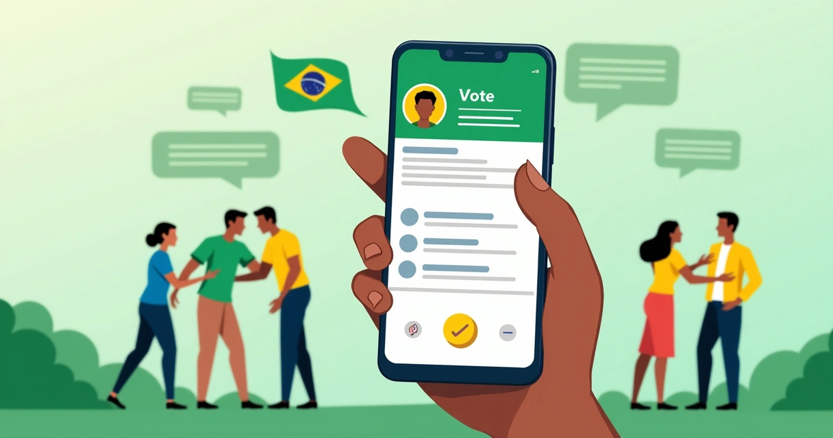 Tela de celular mostrando mensagem política no WhatsApp
