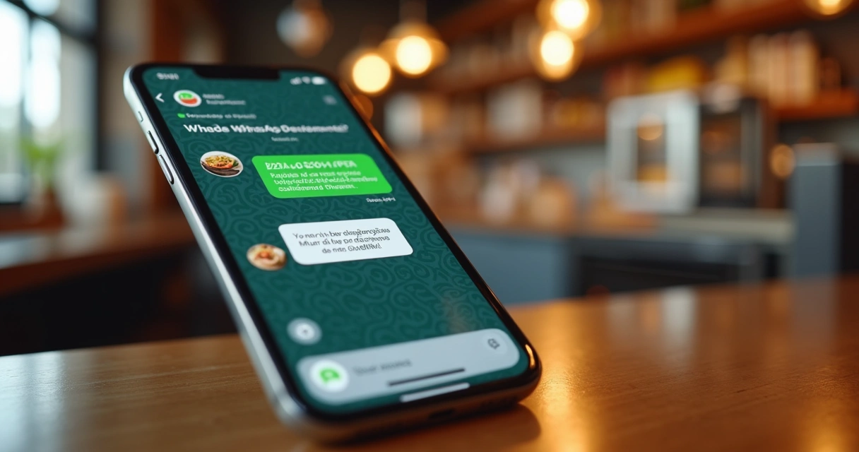 Mensagem de WhatsApp com oferta de delivery em smartphone 
