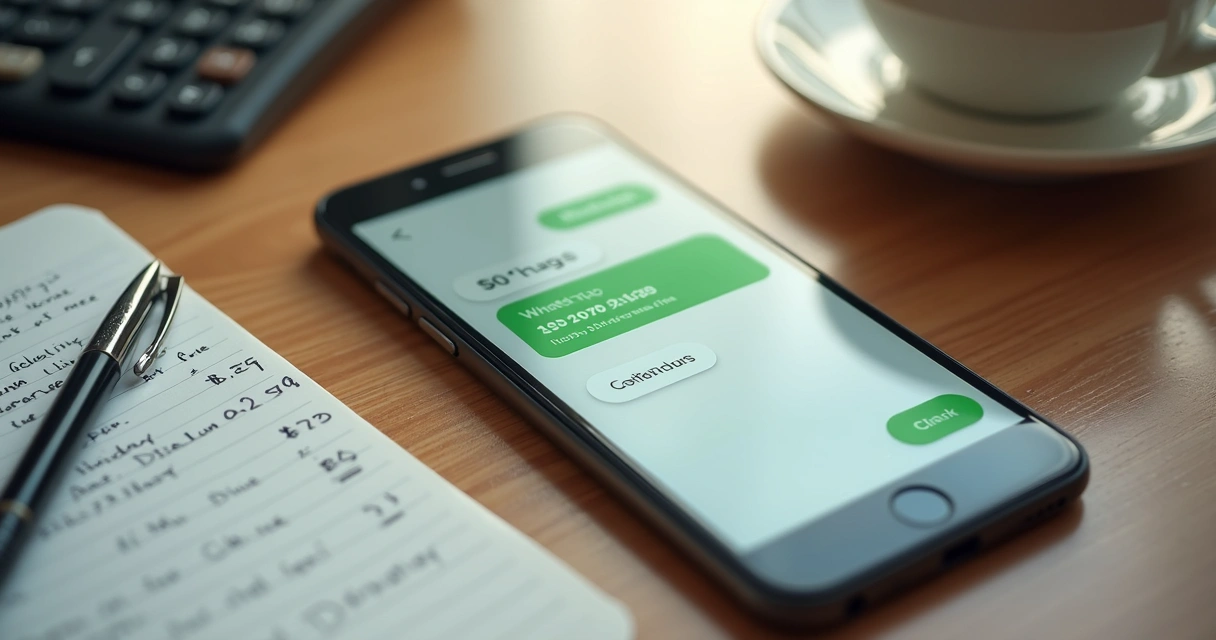 Tela de celular com conversa de orçamento no WhatsApp 