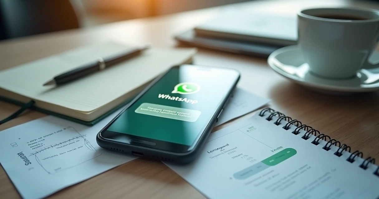 Tela de celular com mensagem comercial de BPO financeiro 