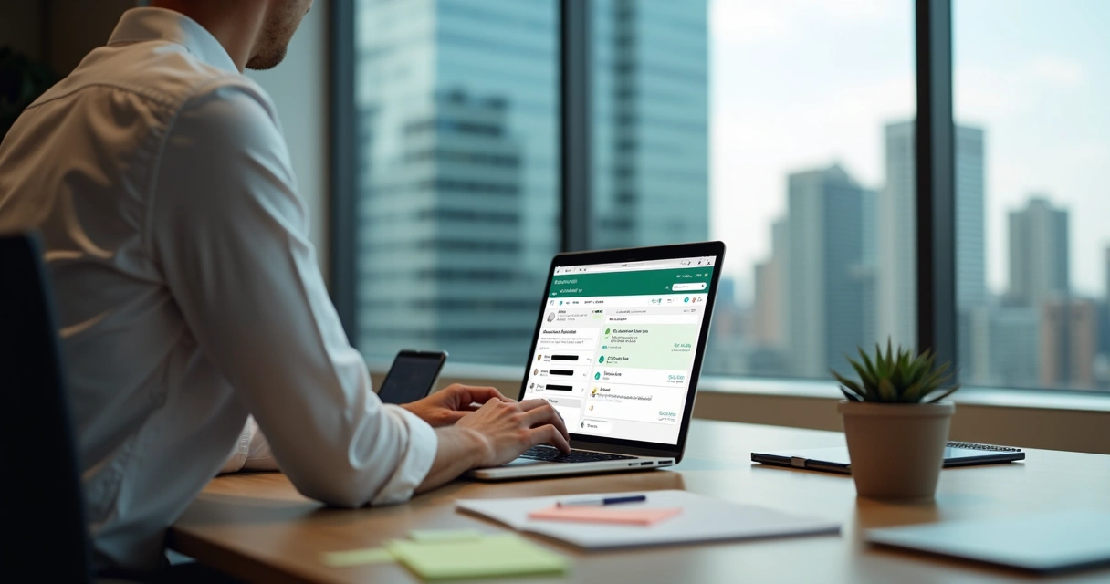 Corretor usando notebook para programar disparo de mensagens