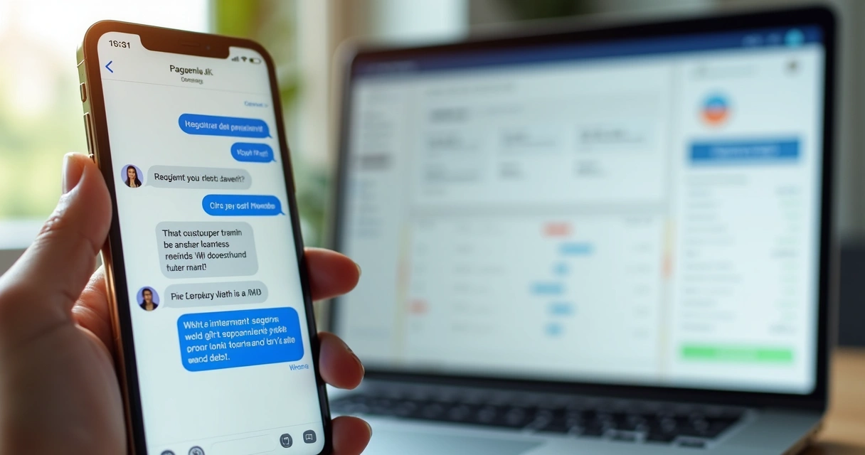 Mensagens de cobrança digital em smartphone com opções de pagamento 