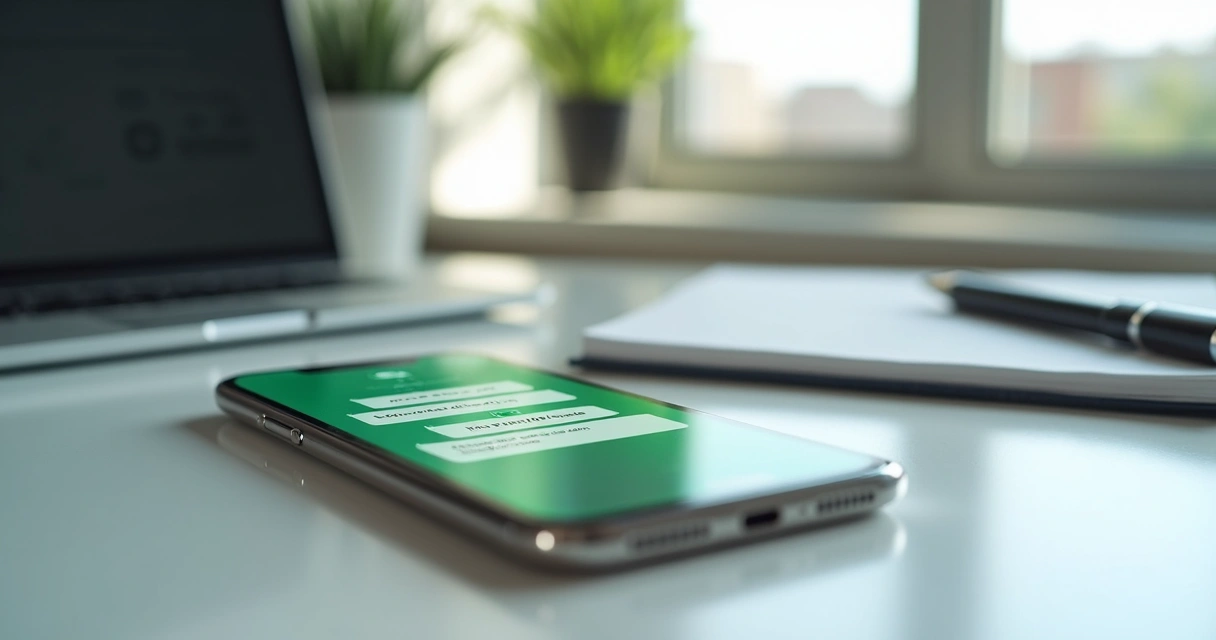 Tela de celular com mensagens de cobrança organizadas no WhatsApp