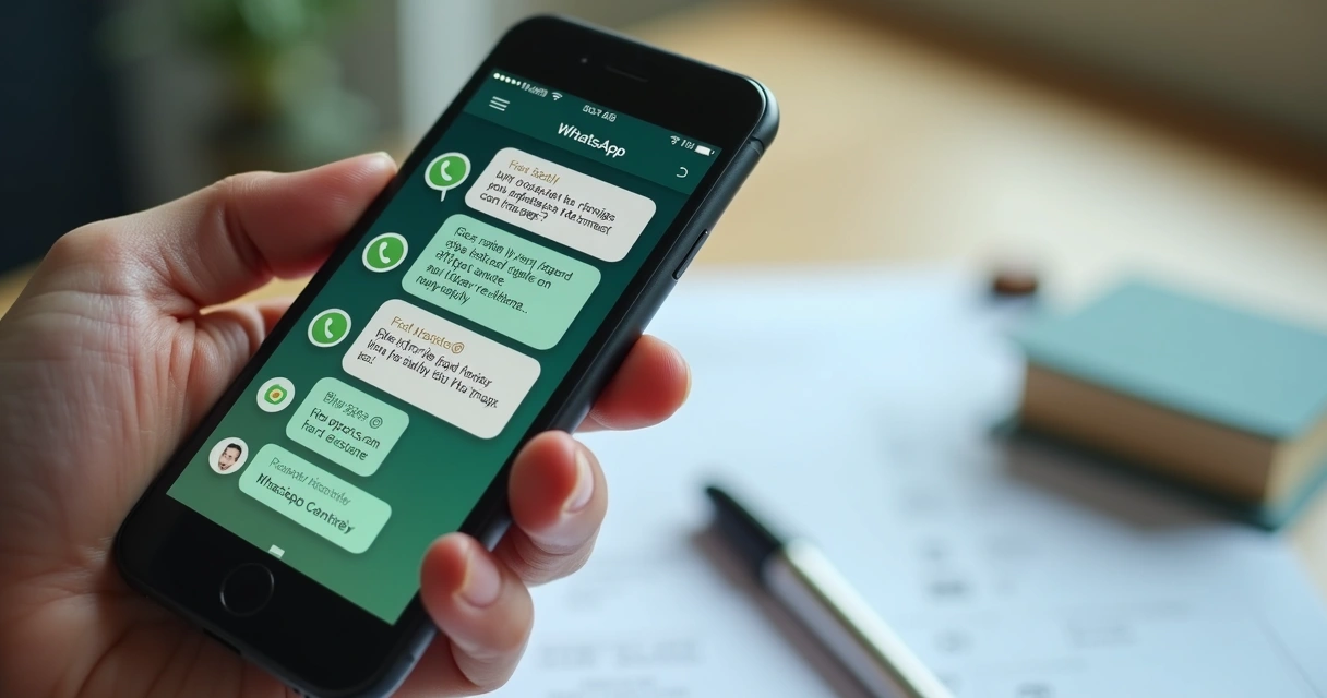 Celular exibindo mensagens automáticas de imobiliária 