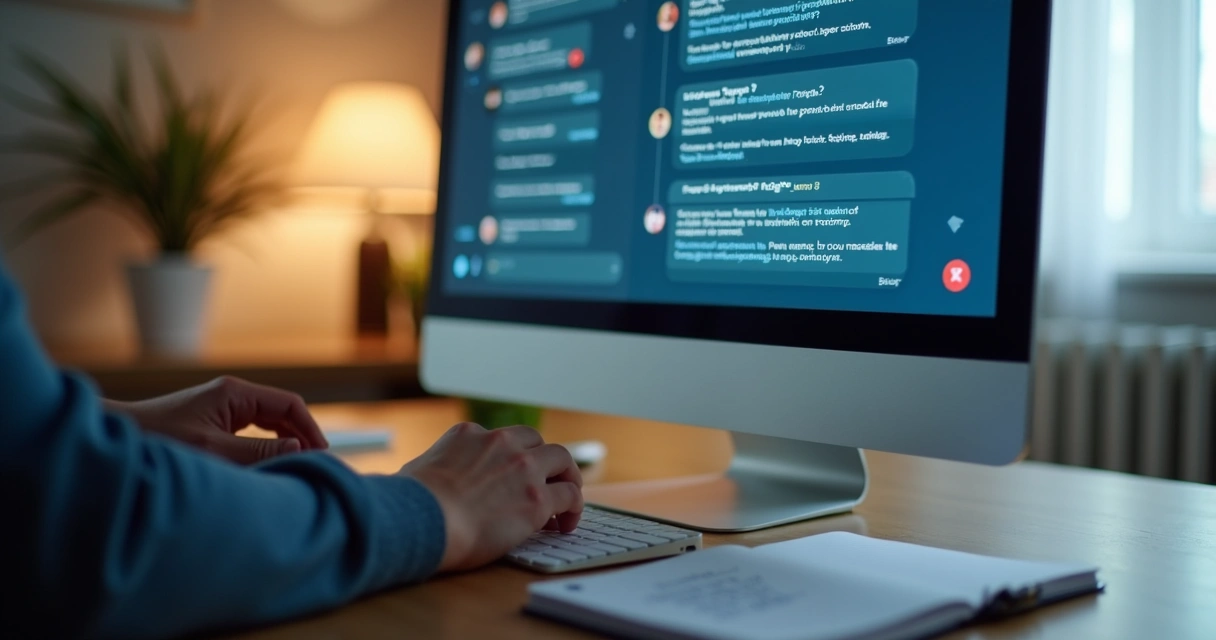 Pantalla con chat de trabajo y mensaje claro con tareas y plazos