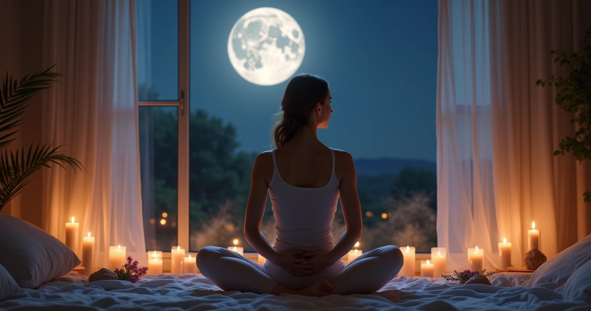 Menstruante em ritual com a lua 