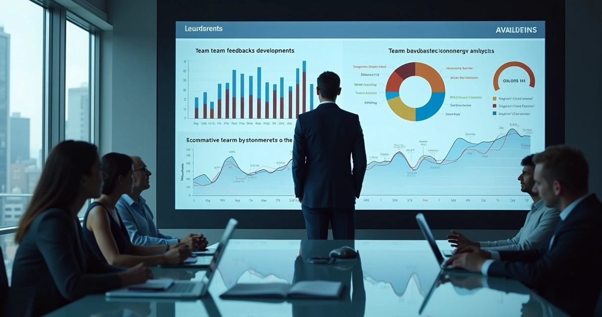 Executivo analisando gráficos de desempenho em tela grande