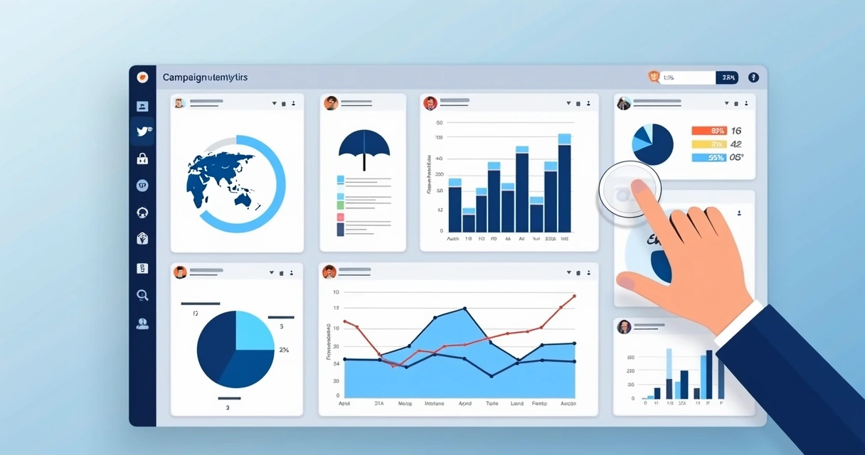Dashboard com métricas de campanha eleitoral