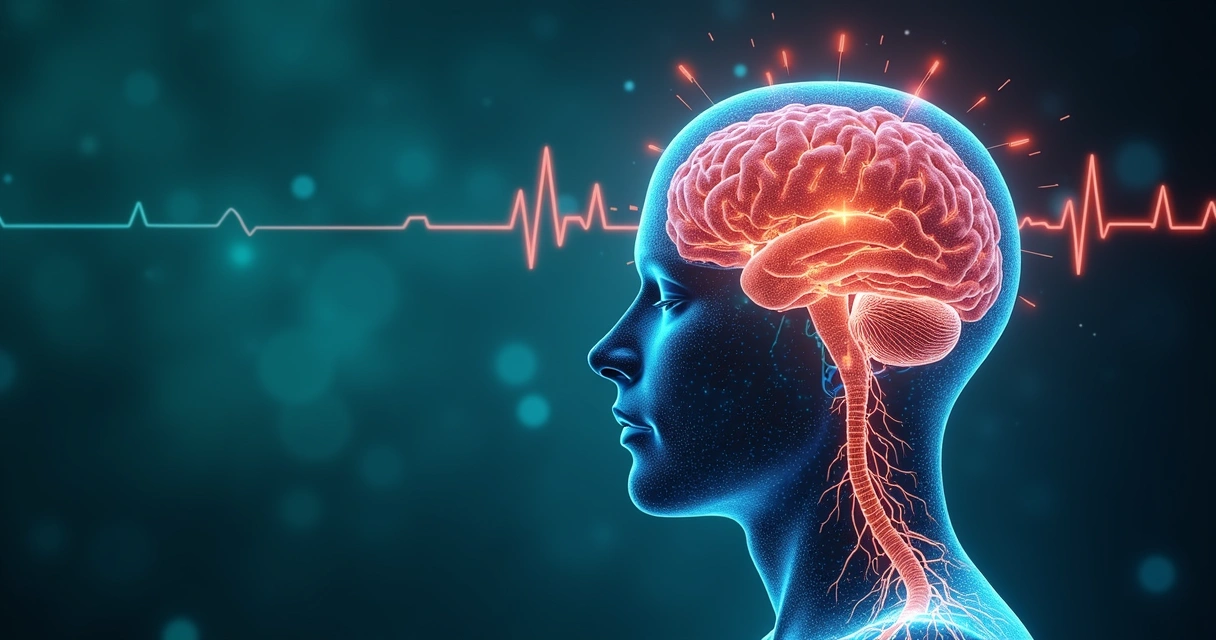 Conexão entre cérebro humano e corpo com detalhes em cores vivas 